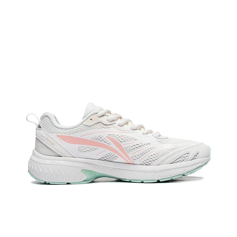 LiNing Chandelier Anti Slip And Wear Resistant Breathable Low Top Running Shoes Women's White Cyan Pink-1