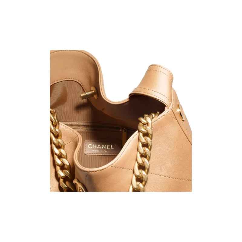 CHANEL Calfskin Hobo Bag, Tote Bag, Shoulder Bag Women's Beige-2