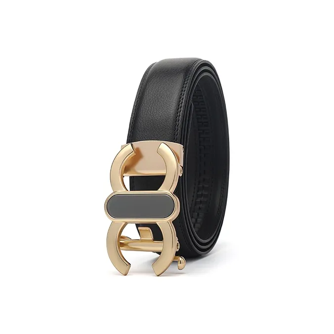 FREE RABBITⅡ Gold Collection Letter Head Business Automatic Buckle Cow Leather Leather Belts Men's Width  3.5cm-10