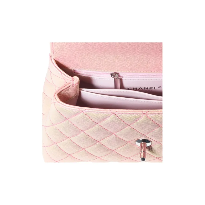 CHANEL Coco Handle Calfskin Handbag, Shoulder Bag, Crossbody Bag Women's Light Pink-2