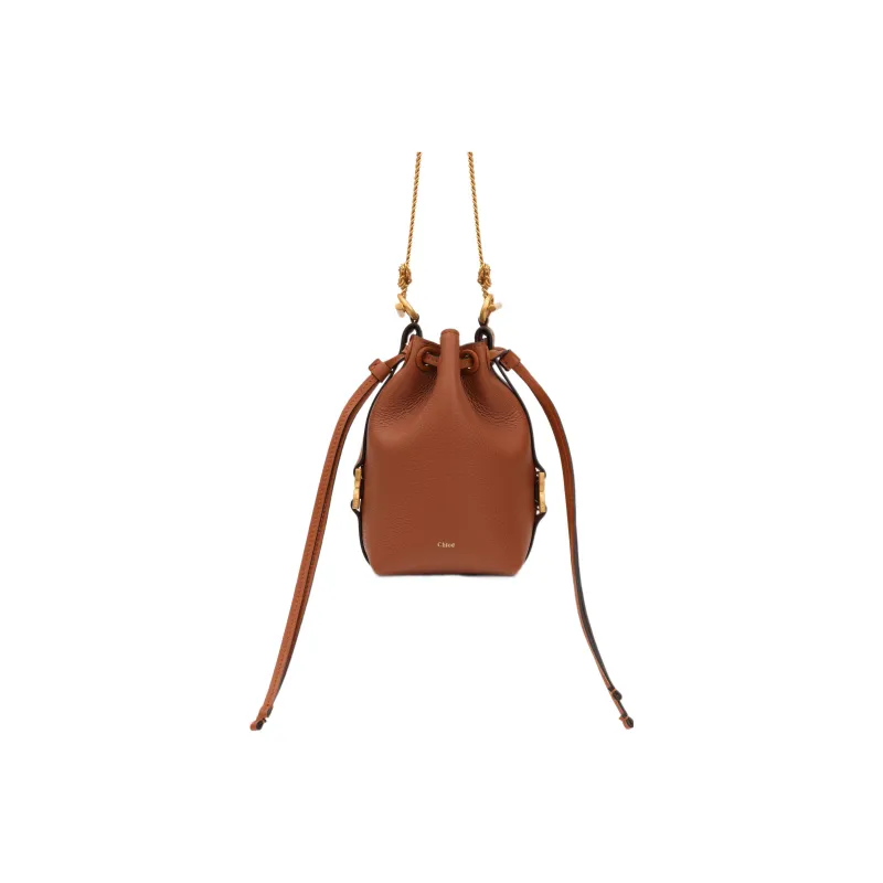 Chloe Grain Calfskin Shoulder Bag, Crossbody Bag Extra Mini Women's Brown Yellow-1