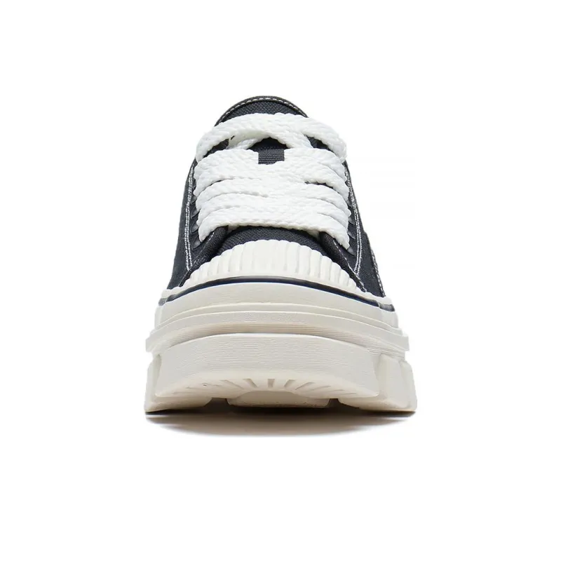 LiNing Anti Slip Wear Resistant Low Top Sports Casual Shoes Unisex Black White-4