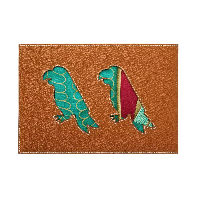 HERMES Calfskin Silk Twill Clutch Women's Multicolor-1