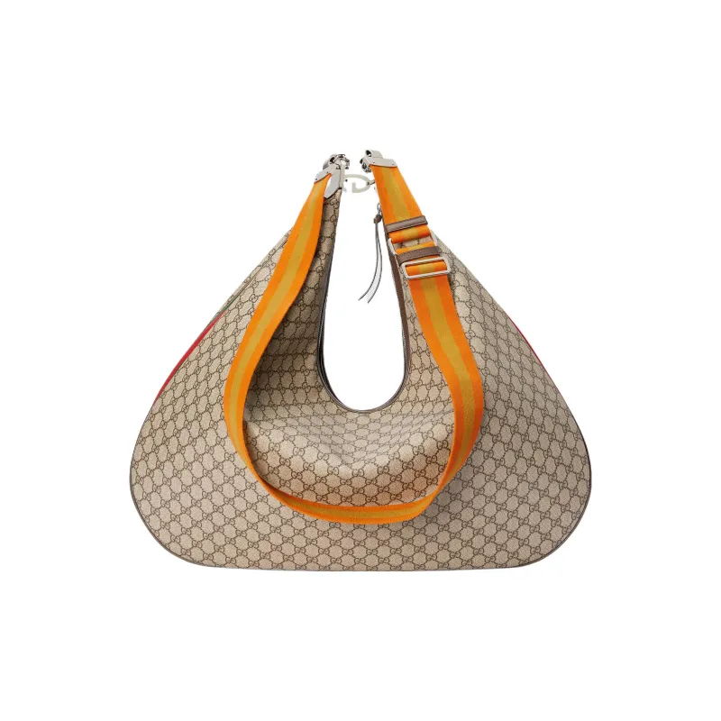 GUCCI Attache Canvas With Leather Crescent Bag Messenger Bag Portable Crossbody Bag Shoulder Bag Men's Brown-5