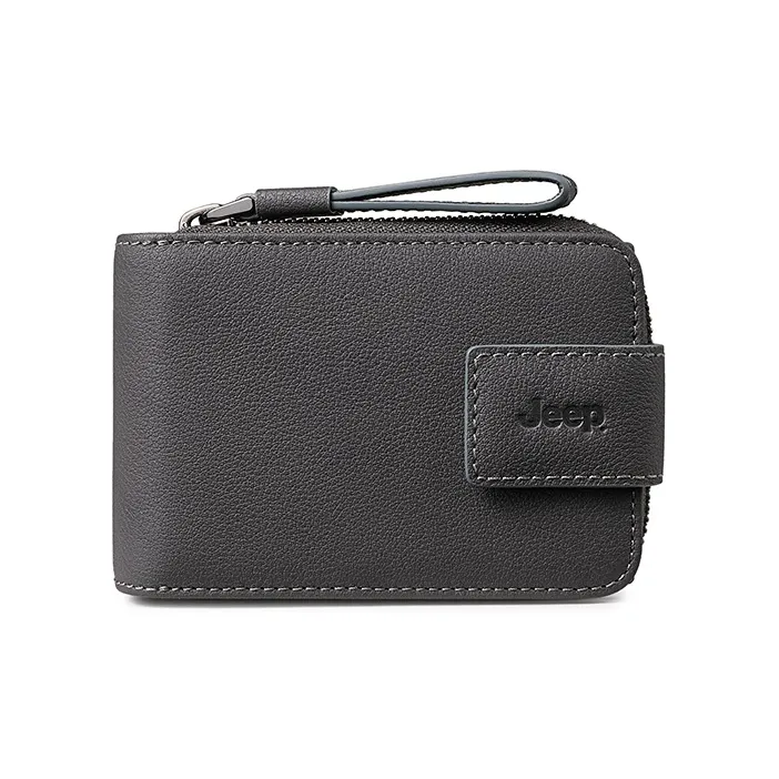 Jeep Top Grain Cow Leather Genuine Leather Leather Clip Wallet Card Holder Regular Men's Gray-5