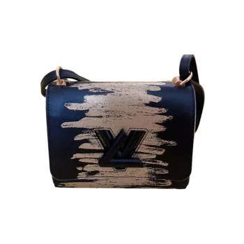 LOUIS VUITTON Twist Grained Leather Shoulder Bag Crossbody Bag Women's Marine Blue