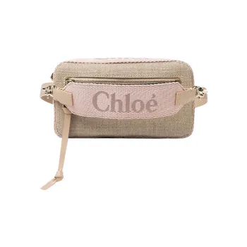 Chloe Woody Linen Canvas Canvas Bag Fanny Pack Women's Nude Pink