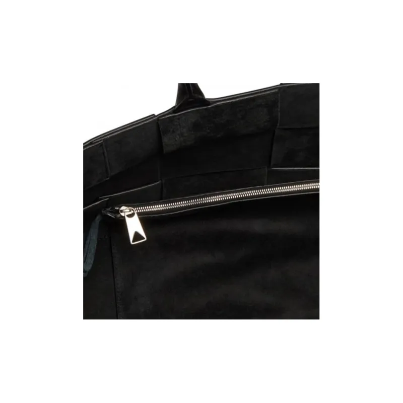 Bottega Veneta Leather One Shoulder Handbags Medium Size Men's Black-4
