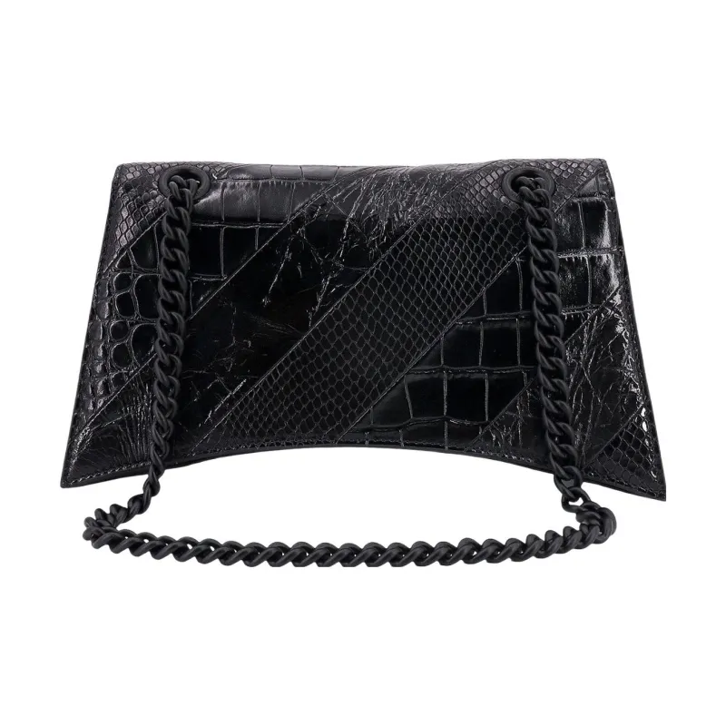 Balenciaga CRUSH Leather Handbags Shoulder Bags Women's Black-3