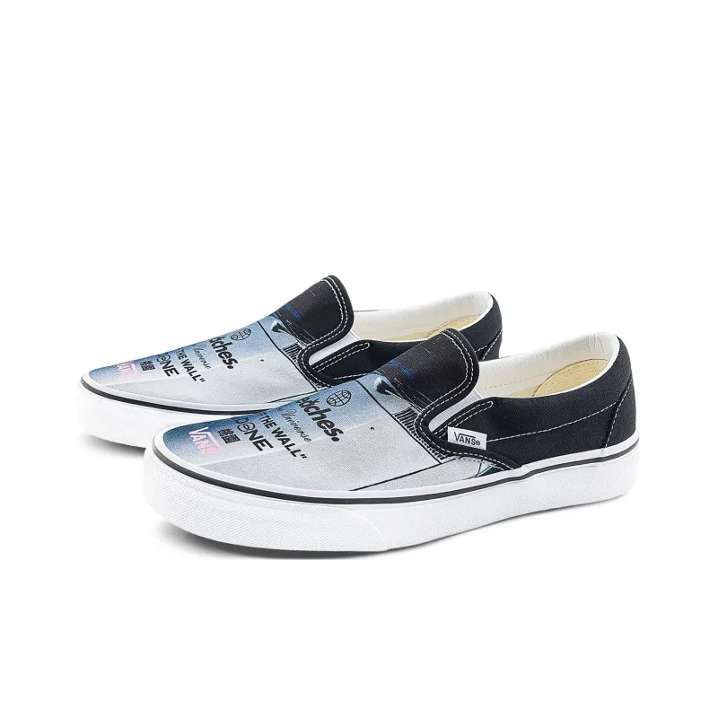 Slip On Peaches. One Universe X Classic Vans 'Black True White'-1