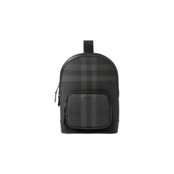 Burberry Artificial Leather Blended Cotton Backpack Regular Men's Gray