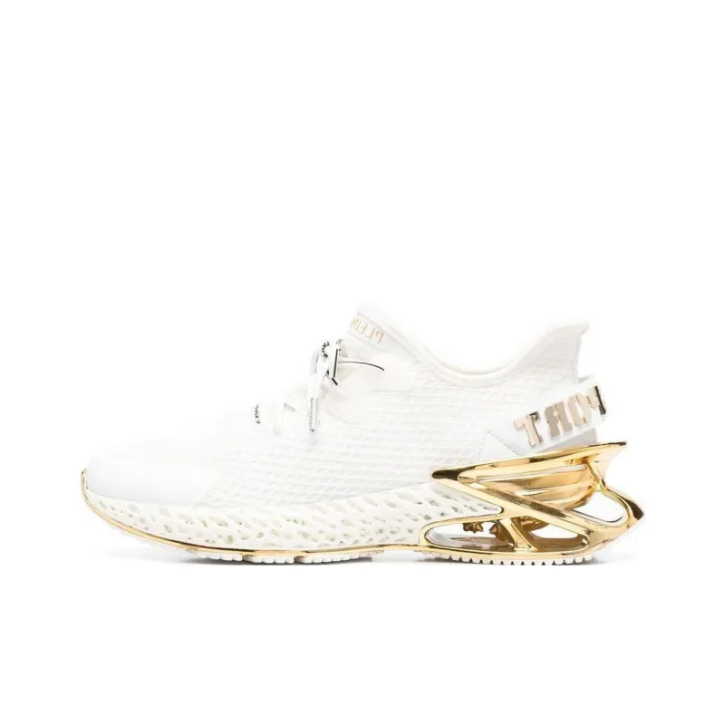 PHILIPP PLEIN Cushioning Low Top Sports Casual Shoes Men's White Gold-0