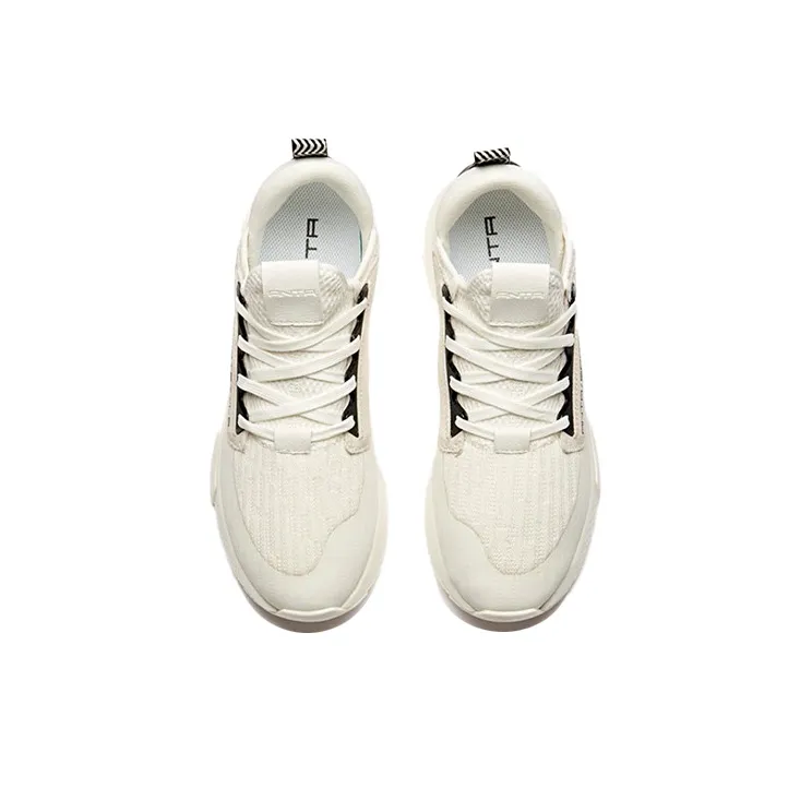 Anta Life Collection Cushioning Anti Slip Wear Resistant Breathability Low Top Casual Shoes Men's Ivory White/Black-3