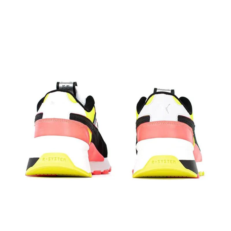 PUMA RS 2.0 Cushioning Anti-Slip And Wear-Resistant Low-Top Kids Lifestyle Shoes Men's Black White Pink And Yellow-3