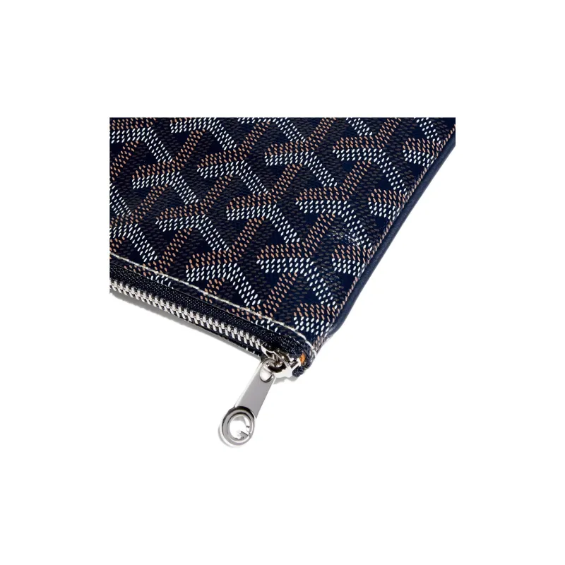 GOYARD SENAT Canvas With Leather Toiletry Bags Storage Bags Clutches Small Size Unisex Marine Blue-3