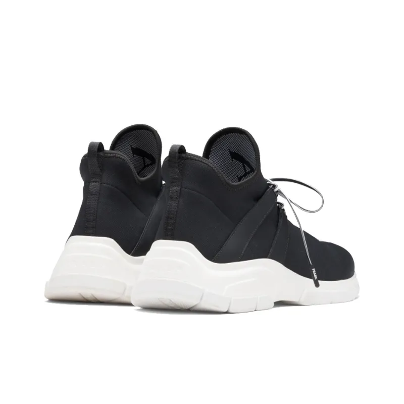 PRADA Knit Fabric Sneaker 'Black White'-3