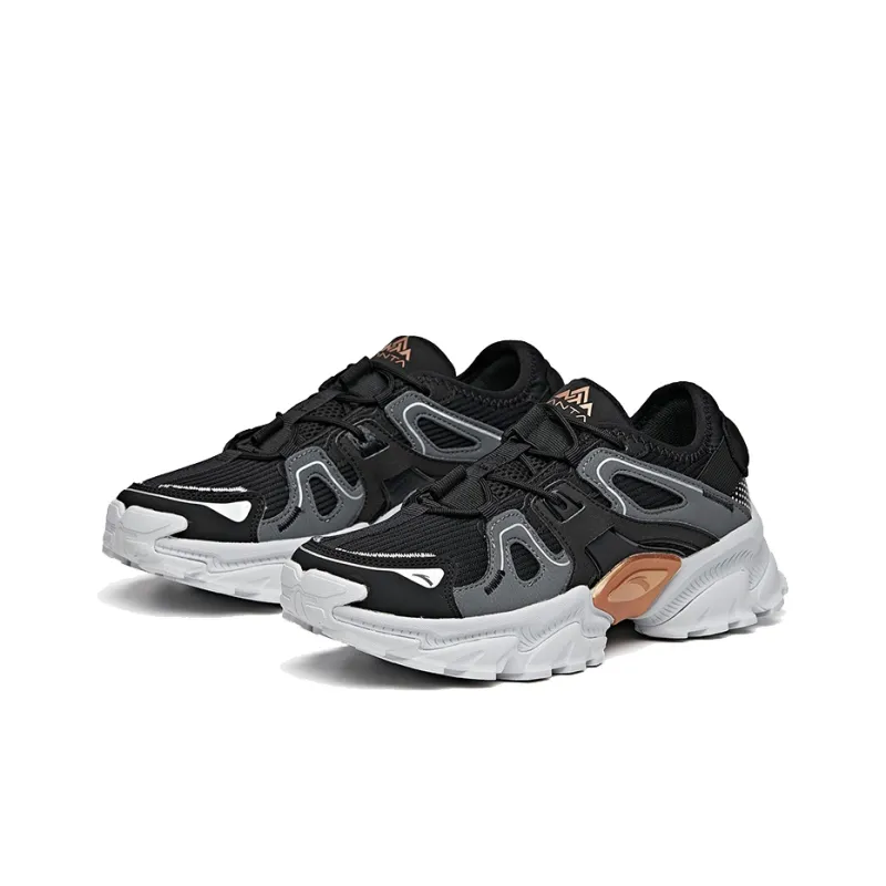 Anta Outdoor Collection Cushioning Anti Slip Wear Resistant Breathability Low Top Casual Shoes Women's Black Silver-1