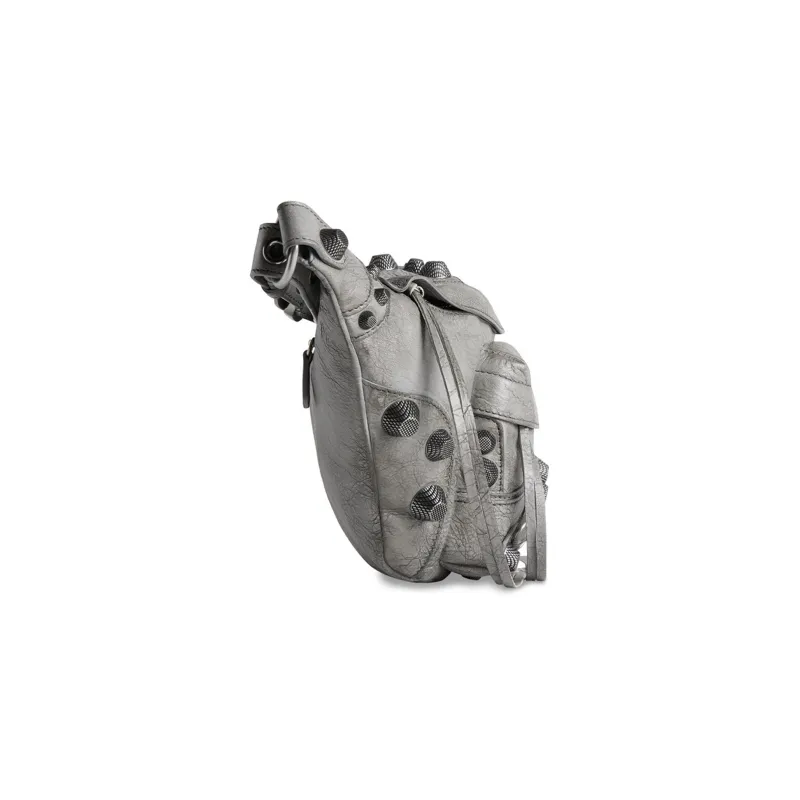 Balenciaga Le Cagole Fine-Grained Lambskin Fanny Pack Medium Size Men's Gray-2