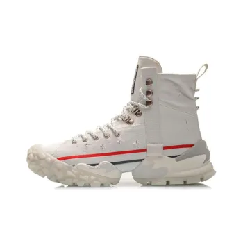 LiNing CF Mouse Bite Sky Open Cushioning Anti Slip And Wear Resistant High Top Sports Casual Shoes Men's White