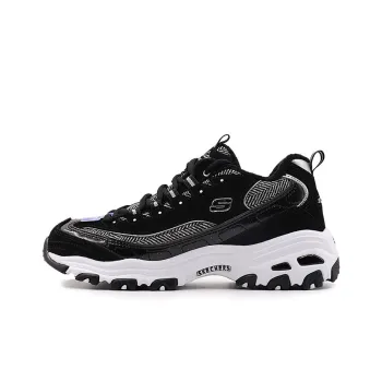 Skechers D Lites Low Top Running Shoes Black/White Women's