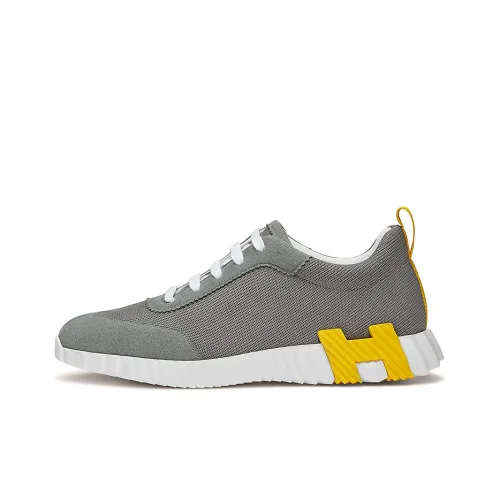 HERMES Bouncing Casual Shoes Men Low-Top Gray/Yellow