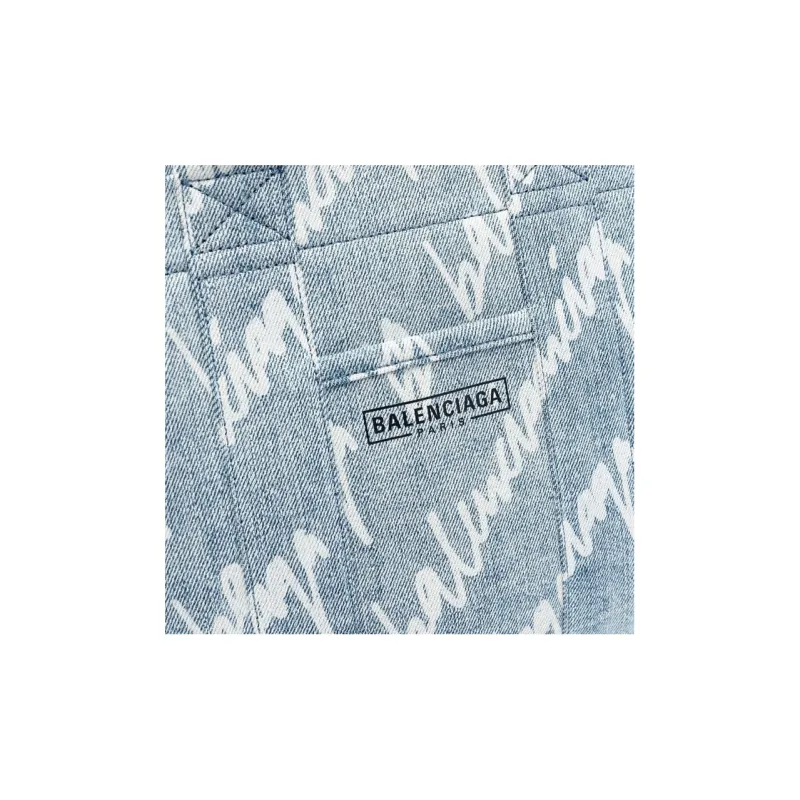 Balenciaga Denim Tote Bag, Shopping Bag, Shoulder Bag, Crossbody Bag, Handbag Women's Light Blue-4