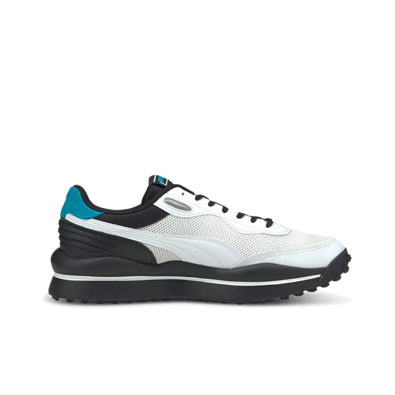 PUMA Style Rider Cyborg Low Top Running Shoes White/Black/Blue Women's-1