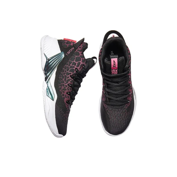 XTEP Cushioning Anti Slip And Wear Resistant Mid Top Sports Casual Shoes Black White Pink-2