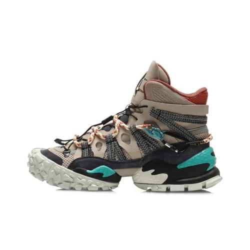 LiNing CF Cushioning Anti Slip And Wear Resistant Coverage Support High Top Casual Shoes Men's Gray Black