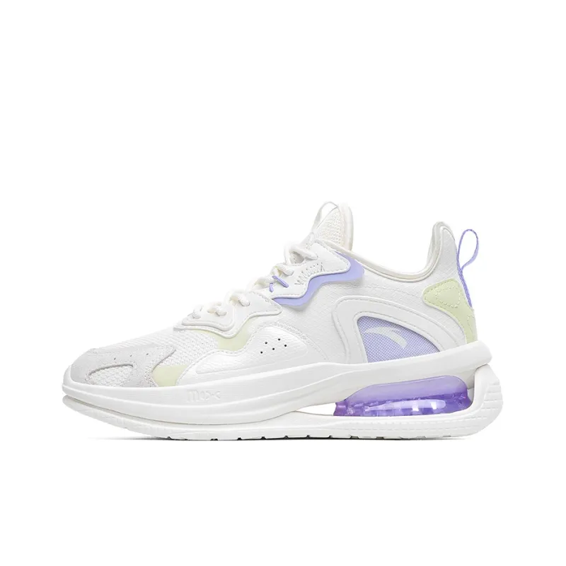 Anta Cushioning Anti Slip And Wear Resistant Low Top Sports Casual Shoes Unisex White Purple-0