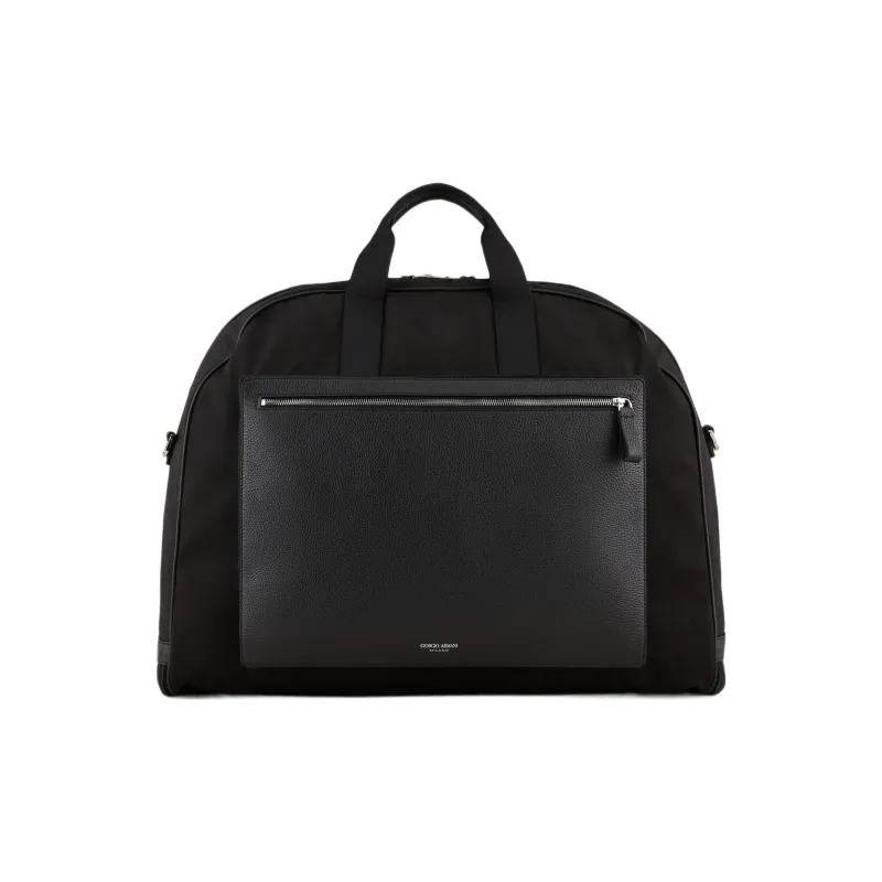 GIORGIO ARMANI Cow Leather Shoulder Bag, Crossbody Bag, Handbag Men's Black-0