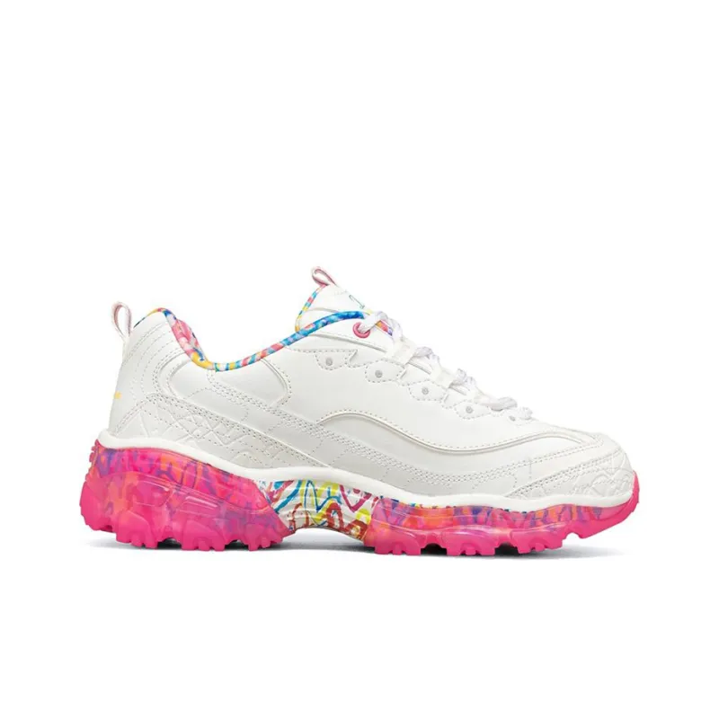 Skechers James Goldcrown X Skechers D'Lites Crystal Low Top Running Shoes Pink/White Women's-1