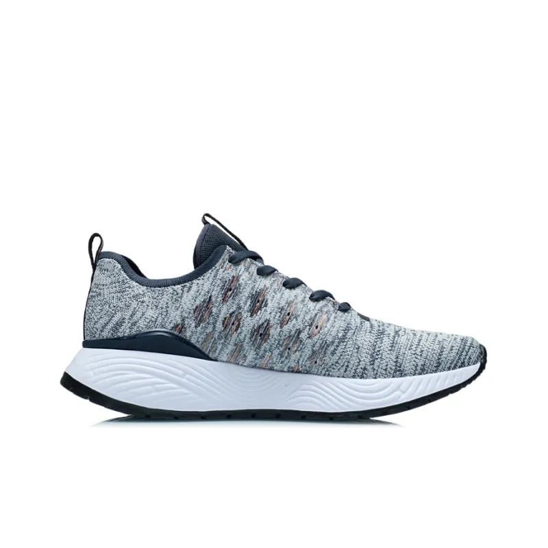 LiNing Soft Cushioned Anti Slip Wear Resistant Breathable Lightweight Low Top Casual Shoes Men's Ink Water Gray-1