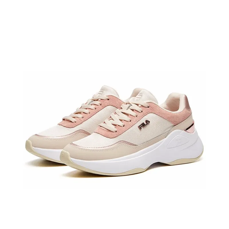 FILA Cushioned Wear Resistant Height Increasing Low Top Casual Shoes Women's Nude Pink-2