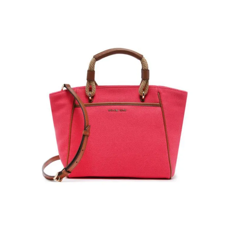 MICHAEL KORS Talia Cotton Canvas Tote Bag Shopping Bag Shoulder Bag Crossbody Bag Handbag Small Size Women's Pink-0