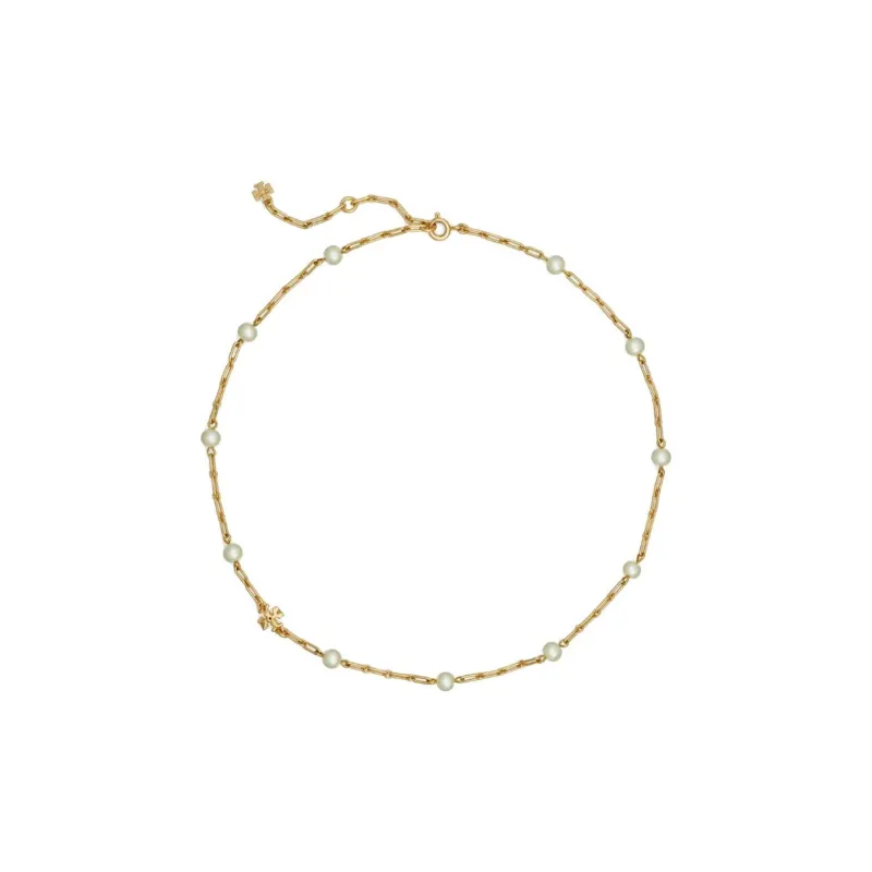 TORY BURCH Roxanne Pearl Detailed Chain Necklace-0