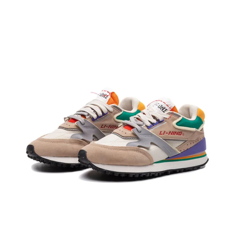 LiNing 001 Innocence Non slip Lightweight Low Top Sports Casual Shoes Men's Apricot White/Green-1