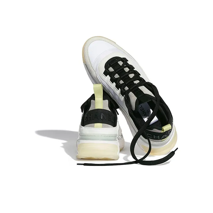 CHANEL Women's Velvet Calfskin & Mixed Fibers Sneaker 'White Yellow' Women's-2
