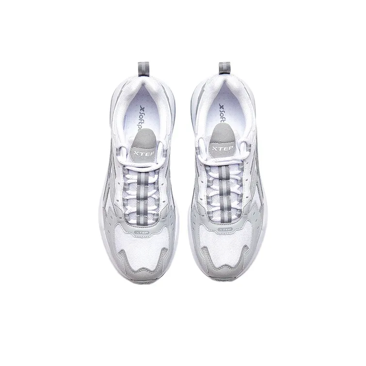 XTEP Cushioned Wear Resistant Slip Resistant Low Top Sports Casual Shoes Men's White Gray-1