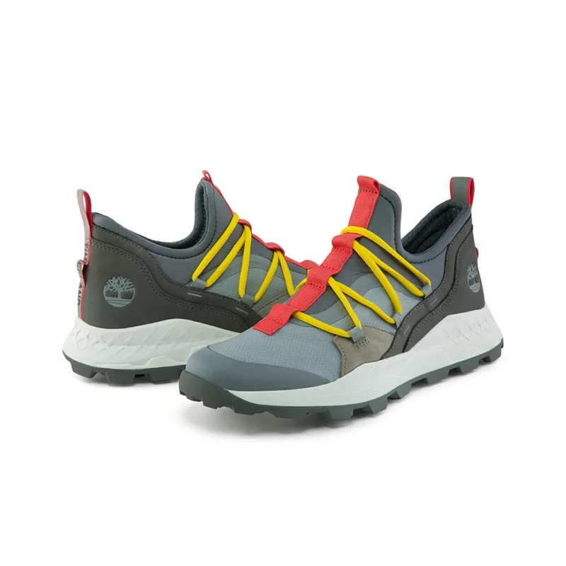Timberland Brooklyn Leather And Fabric Oxford Trainers 'Medium Grey Mesh With Red'-4