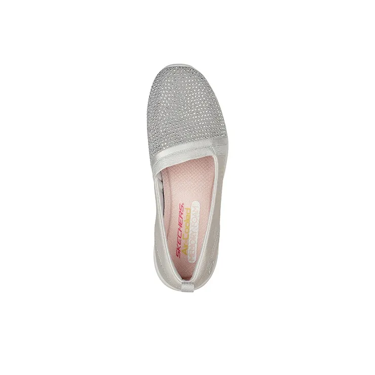 Skechers Arya Breathable Low-Top Casual Shoes Women's Silver Gray-3