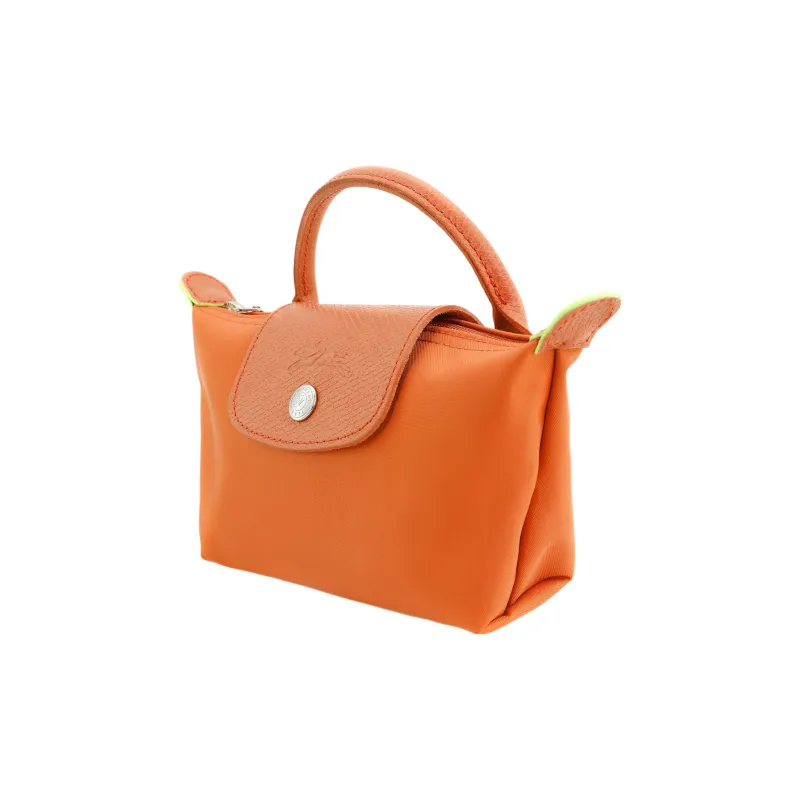 LONGCHAMP Le Pliage Green Recycled Canvas With Leather Trim Canvas Bag Dumpling Bag Handbags Women's Orange-1