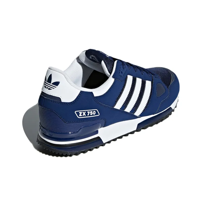 Adidas Originals ZX 750 Wear Resistant Low Top Casual Shoes Men's Blue White-3