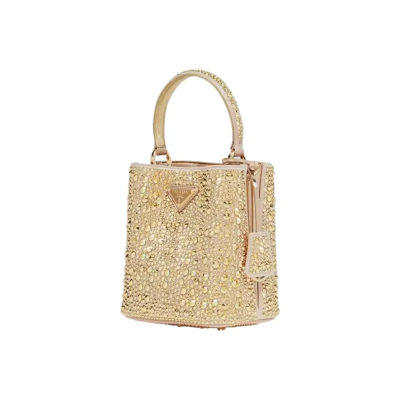 PRADA Panier Fabric Bucket Bag Tote Bag Shopping Bag Shoulder Bag Crossbody Bag Handbag Women's Gold-1