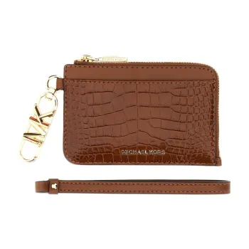 MICHAEL KORS Leather Card Holder Women's Chestnut Brown