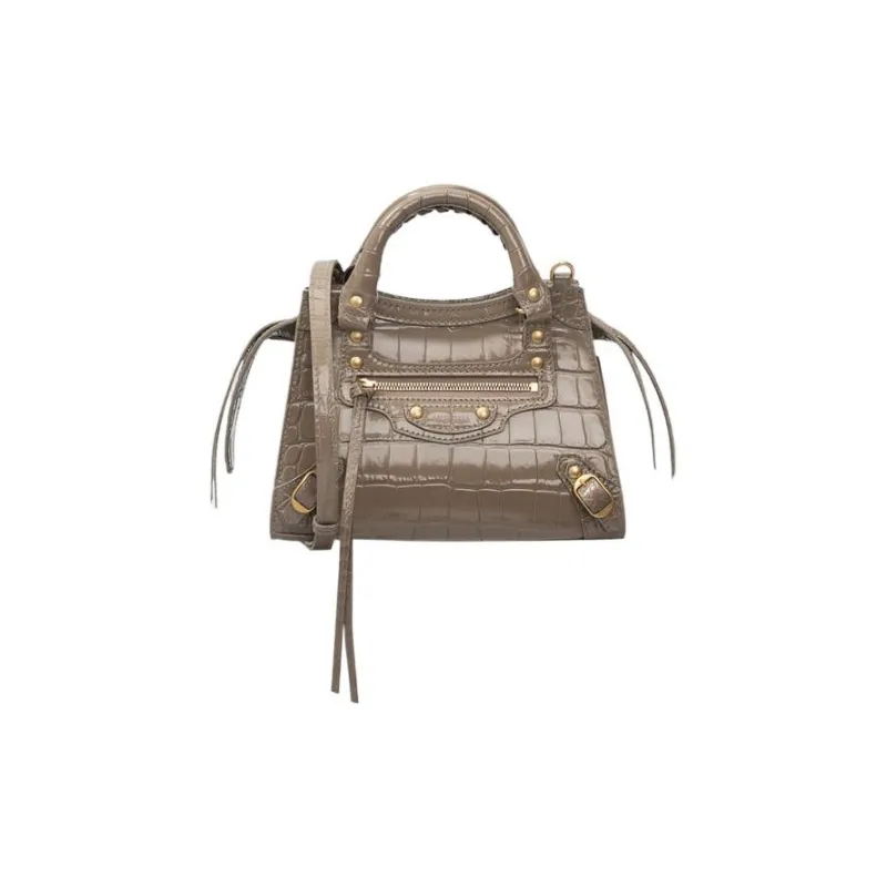 Balenciaga Neo Classic Leather Tote Bag Shopping Bag Portable Crossbody Bag Shoulder Bag Mini Women's Khaki-0