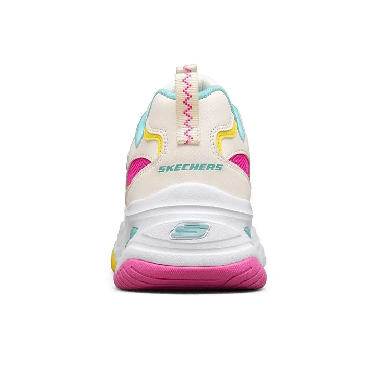 Skechers D'LITES 4.0 Cushioning Anti Slip Wear Resistant Breathability Low Top Casual Shoes Women's Pink White Yellow-3