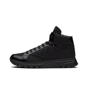 PRADA Prax 01 High Top Re Nylon And Brushed Leather Black