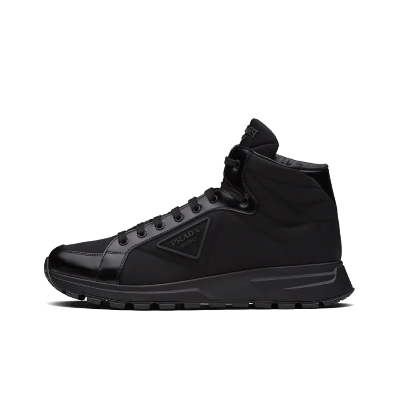 PRADA Prax 01 High Top Re Nylon And Brushed Leather Black-0