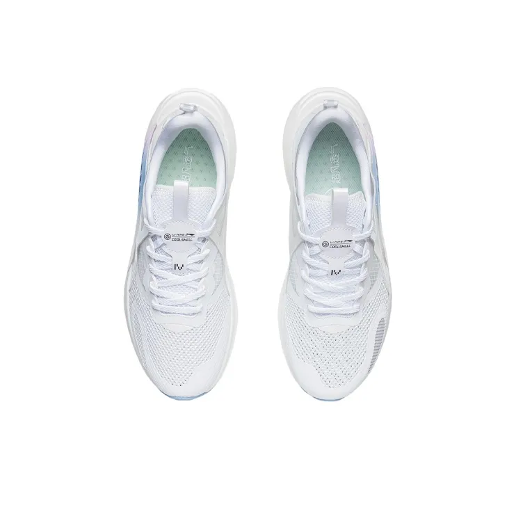 LiNing Comet Cushioned Anti Slip Wear Resistant Breathable Lightweight Low Top Sports Casual Shoes Women's White Blue-3